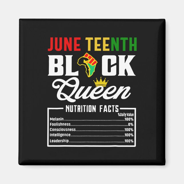 Juneteenth Womens Black Queen Nutritional Facts Fr Magnet (Front)