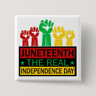 Juneteenth Word Art Pan Africa Colours   2 Inch Square Button