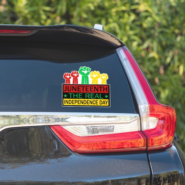 Juneteenth Word Art Pan Africa Colours Car Decal (Car Side)