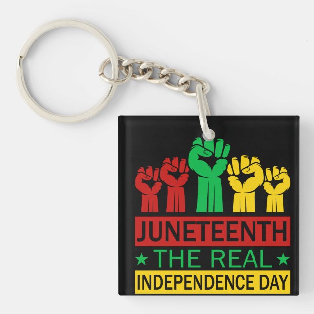 Juneteenth Word Art Pan Africa Colours  Keychain (Front)