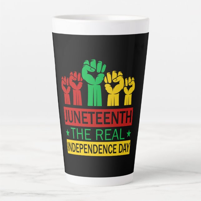 Juneteenth Word Art Pan Africa Colours  Latte Mug (Front)