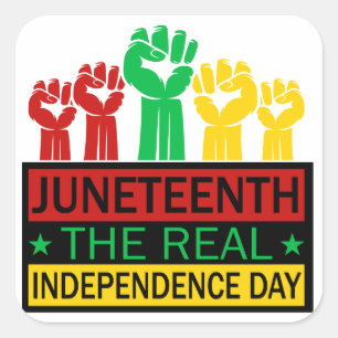 Juneteenth Word Art Pan Africa Colours Square Sticker