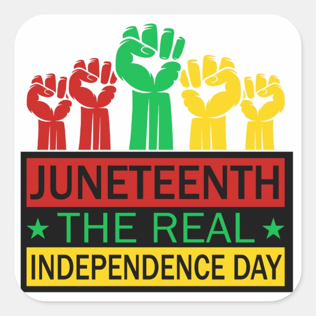 Juneteenth Word Art Pan Africa Colours  Square Sticker (Front)
