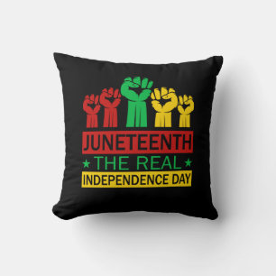 Juneteenth Word Art Pan Africa Colours  Throw Pillow