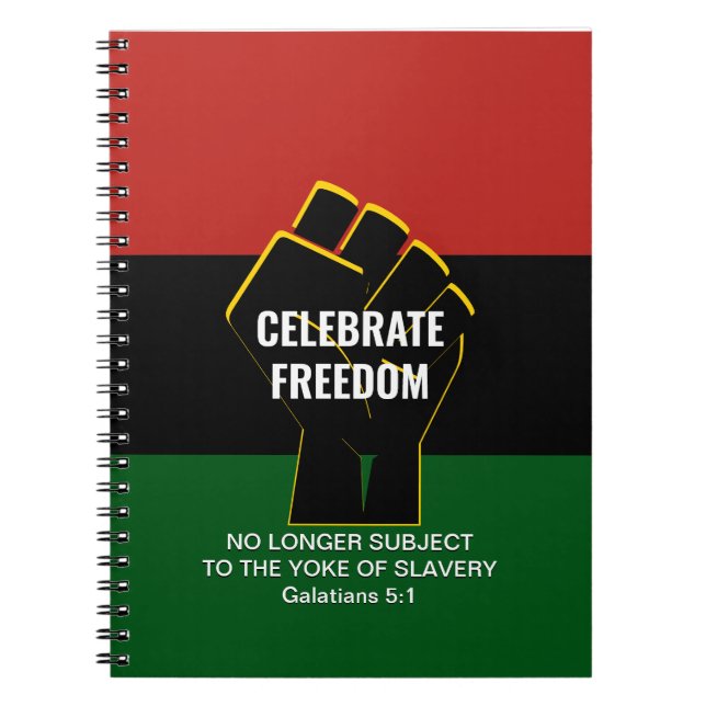 Juneteeth CELEBRATE FREEDOM Customizable Scripture Notebook (Front)