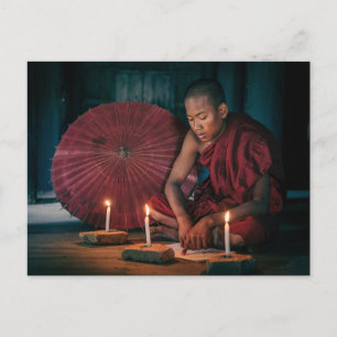 Junger Mönch in den Tempeln von Bagan Postkarte Postcard