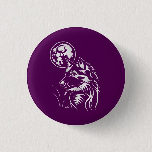 junger träumender Wolf 1 Inch Round Button (Front)