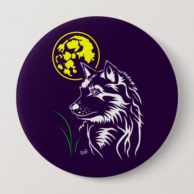 junger träumender Wolf 4 Inch Round Button (Front)
