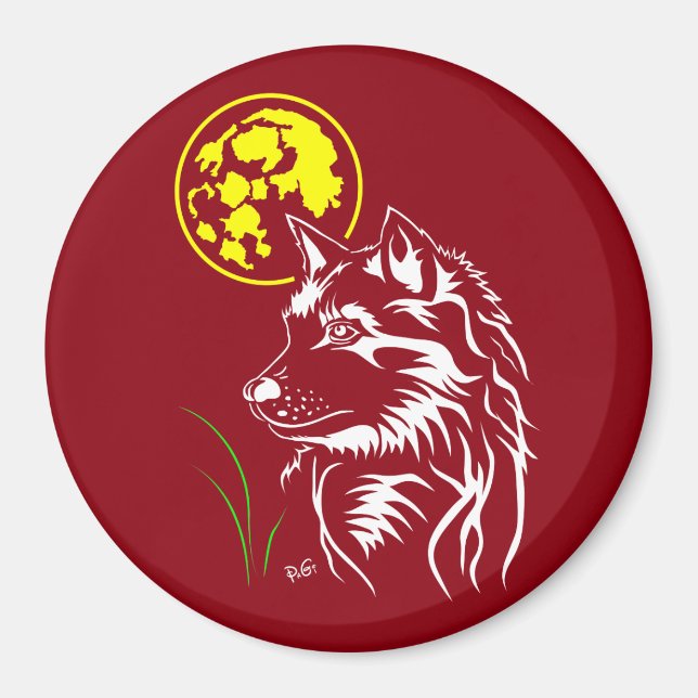 junger träumender Wolf Magnet (Front)