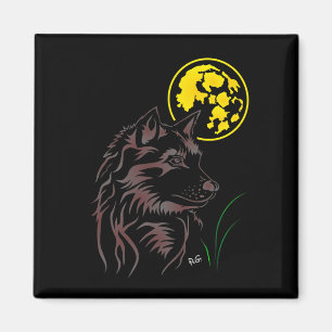 junger träumender Wolf Magnet