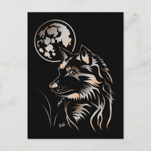 junger träumender Wolf Postkarte Postcard