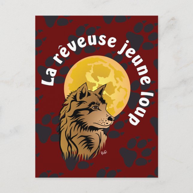junger träumender Wolf Postkarte Postcard (Front)