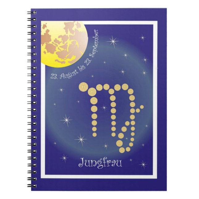 Jungfrau 23. August bis 23. September Notizheft Notebook (Front)