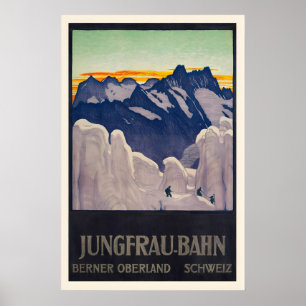 Jungfrau Bahn Bernese Oberland Switzerland Vintage Poster