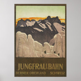 Jungfrau Train Travel Vintage Suisse Poster