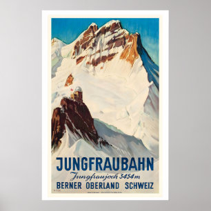 Jungfraubahn Bernese Oberland Switzerland Vintage Poster