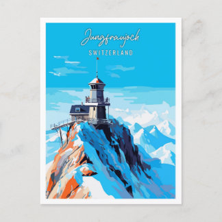 Jungfraujoch Switzerland vintage travel Postcard