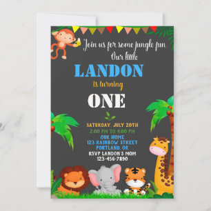 Jungle 1er anniversaire invitation Wild one invita