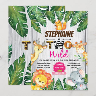 Jungle 2ème anniversaire invitation Fille safari z