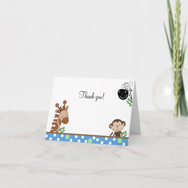 Jungle Adventure (Blue) Folded Thank you notes (Front)