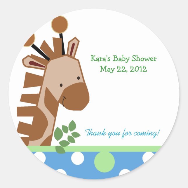 Jungle Adventure Blue Round Custom Favour Sticker (Front)