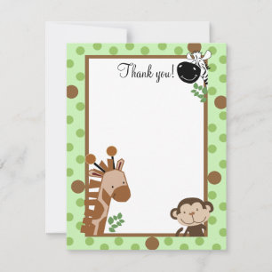 JUNGLE ADVENTURE (Green) 4x5 Flat Thank you note Note Card
