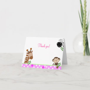 Jungle Adventure (Pink) Folded Thank you notes