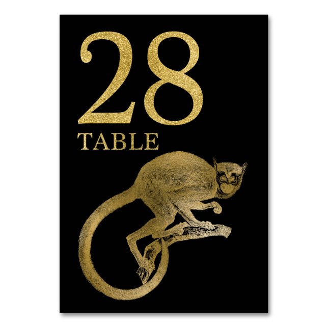 Jungle African Animal Monkey Table Number Card 28 (Front)
