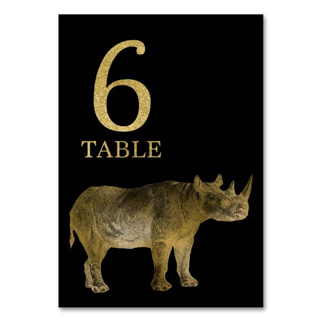 Jungle African Animal Rhino Numéro de table Carte  (Par défaut)
