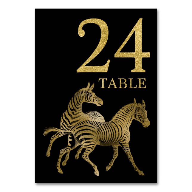 Jungle African Animal Zebra Table Number Card 24 (Front)