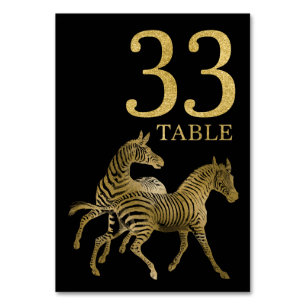 Jungle African Animal Zebra Table Number Card 33