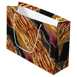 Jungle Agate Bold Animal Stripe Pattern Large Gift Bag