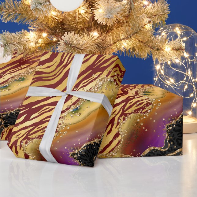 Jungle Agate | Bold Animal Stripe Pattern Wrapping Paper (Holidays)