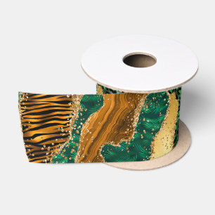 Jungle Agate Wild Luxe Animal Pattern Satin Ribbon
