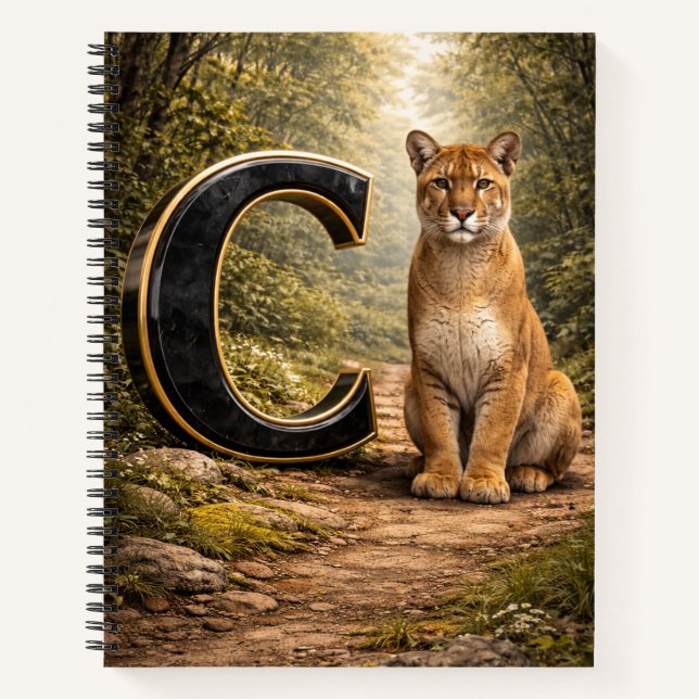 Jungle Alphabet Letter C Cougar Education Notebook (Front)
