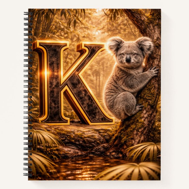 Jungle Alphabet Letter K Koala Gold Educational  Notebook (Front)