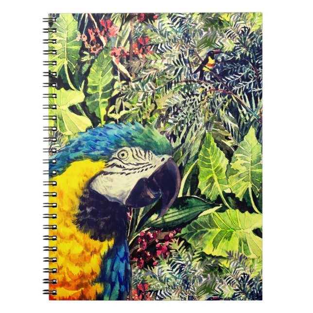 Jungle and a blue yellow macaw notebook (Front)