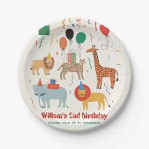 Jungle Animal 2nd Birthday  Paper Plate