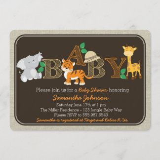 Jungle Animal Baby Shower Invitation