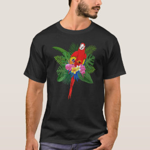 Jungle Animal Bird  Flowers Tropical Macaw Parrot T-Shirt