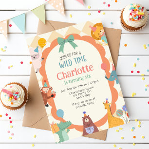 Jungle Animal Birthday Invite   Cute Safari Animal