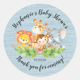 Jungle Animal Boys Baby shower Favoriser Sticker