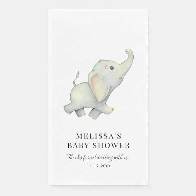 Jungle Animal Elephant Baby Shower Napkin (Front)