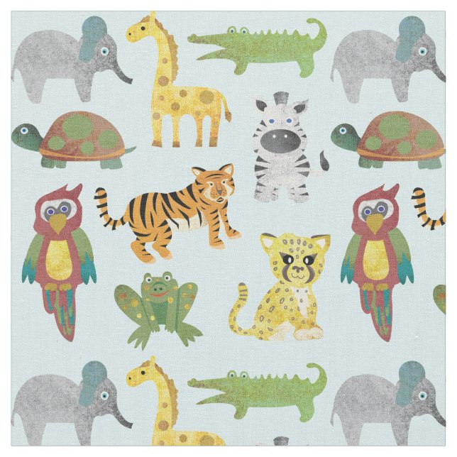 Jungle Animal Nursery Fabric (Close Up)