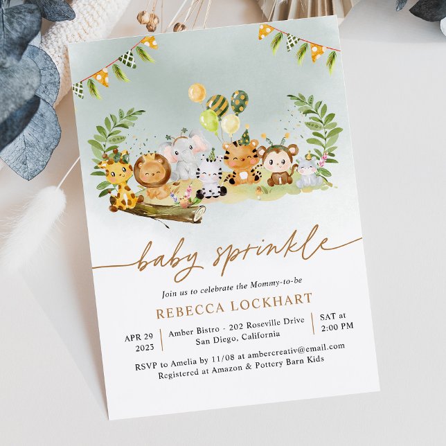 Jungle Animal Party Boy Baby Sprinkle Invitation (Creator Uploaded)