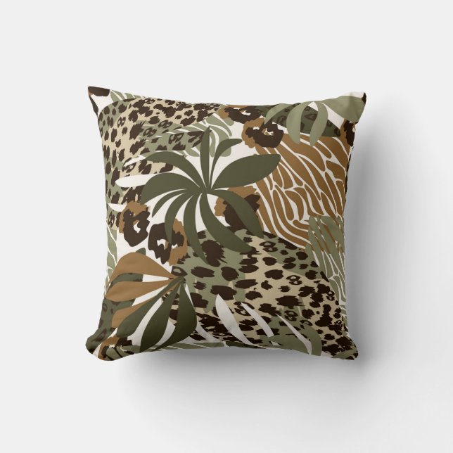 Jungle Animal Print Accent Pillow (Front)