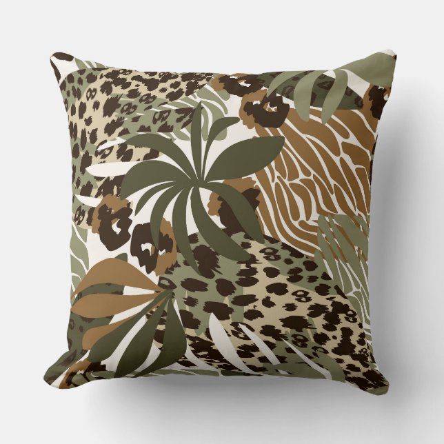 Jungle Animal Print Accent Pillow (Front)