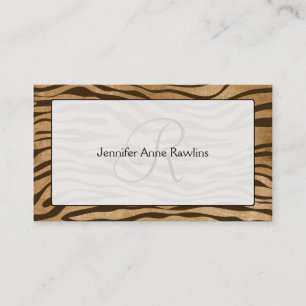 Jungle Animal Print Monogram Initial Business Card