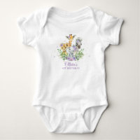 Jungle Animal Purple Floral 1st Birthday Outfit