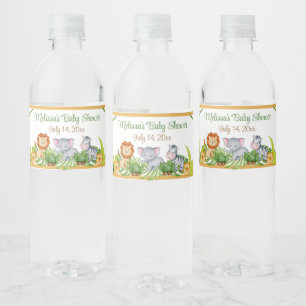 Jungle Animal Safari Baby Shower Water Bottle Label